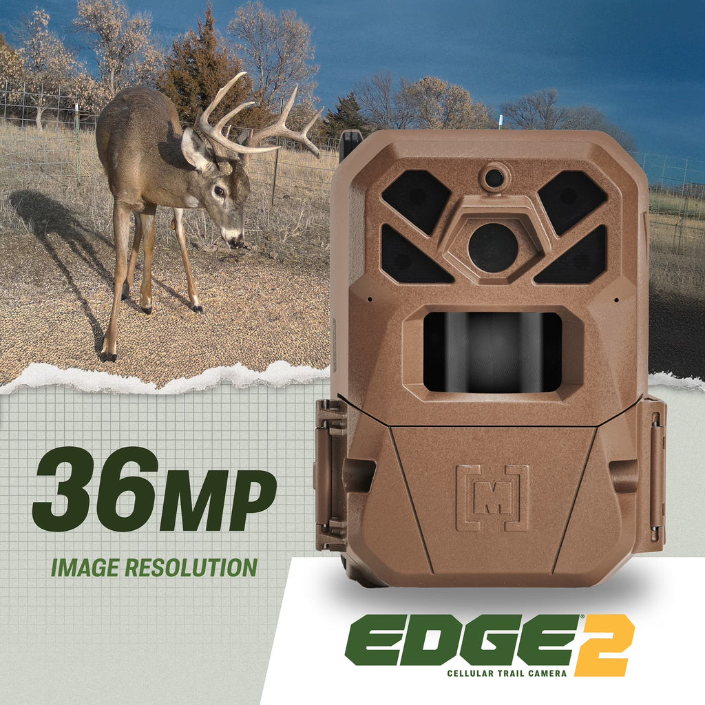 Edge 2 Cellular Trail Camera - Auto Connect Nationwide 4G LTE - on Demand 36MP Photo - 1080P Video with HD Audio - 100 Ft Detection Range - Low Glow Flash